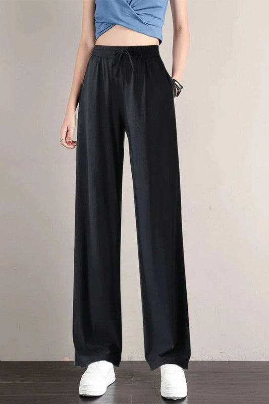 Summer Women Ice Silk Pants High Elastic Waist - Styled Look