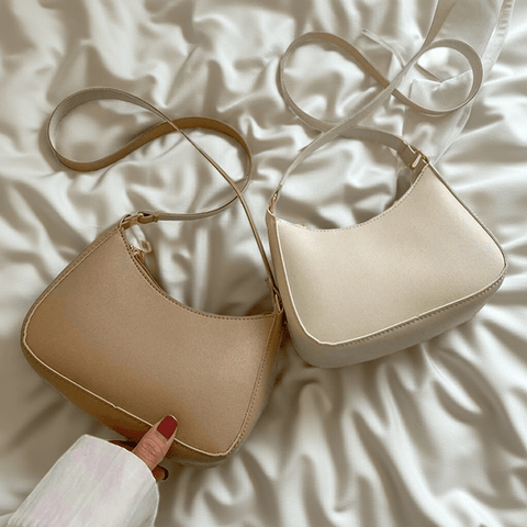 Retro PU Leather Shoulder Bag - Solid Color Underarm Handbag - Edsel Rosa LLC