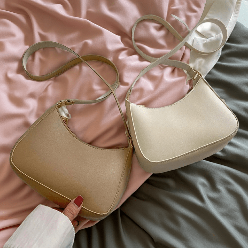 Retro PU Leather Shoulder Bag - Solid Color Underarm Handbag - Edsel Rosa LLC