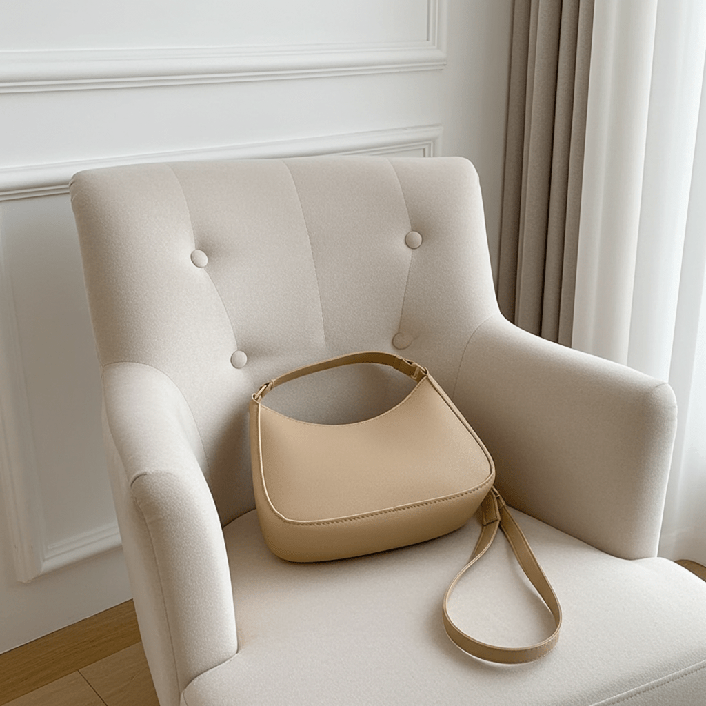 Retro PU Leather Shoulder Bag - Solid Color Underarm Handbag - Edsel Rosa LLC