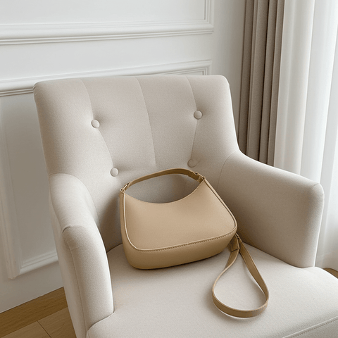 Retro PU Leather Shoulder Bag - Solid Color Underarm Handbag - Edsel Rosa LLC