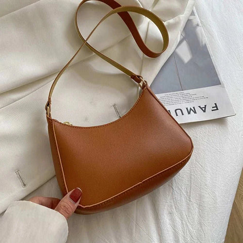 Handbags Retro Solid Color PU Leather Shoulder Underarm Bag - Edsel Rosa LLC