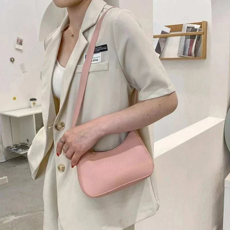 Handbags Retro Solid Color PU Leather Shoulder Underarm Bag - Edsel Rosa LLC