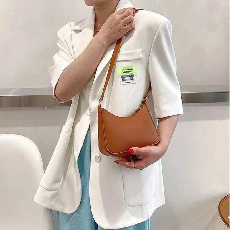 Handbags Retro Solid Color PU Leather Shoulder Underarm Bag - Edsel Rosa LLC