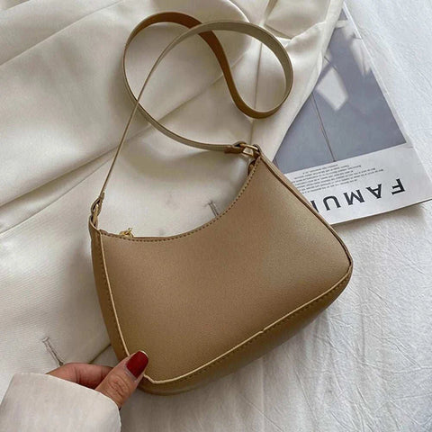 Handbags Retro Solid Color PU Leather Shoulder Underarm Bag - Edsel Rosa LLC