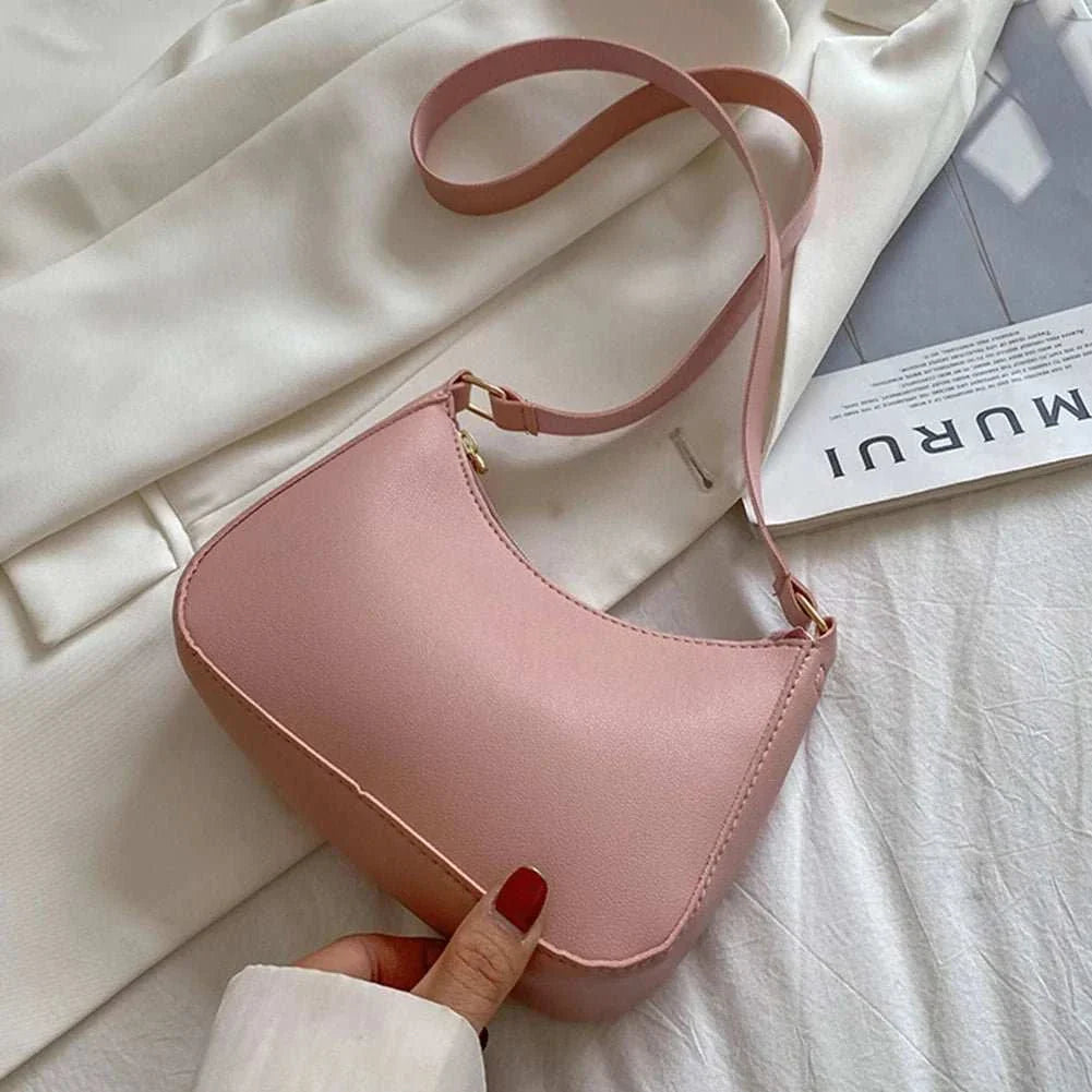 Handbags Retro Solid Color PU Leather Shoulder Underarm Bag - Edsel Rosa LLC