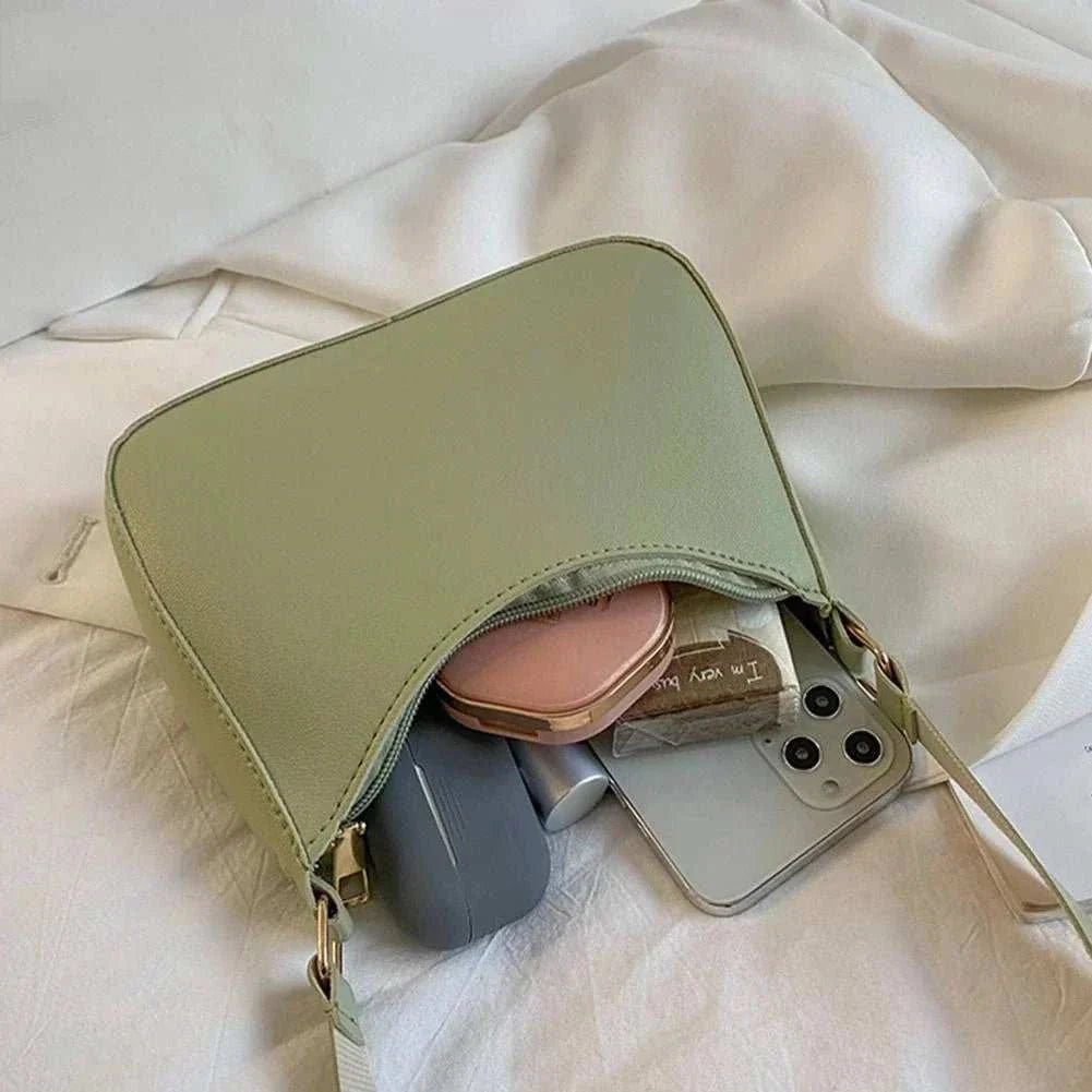 Handbags Retro Solid Color PU Leather Shoulder Underarm Bag - Edsel Rosa LLC
