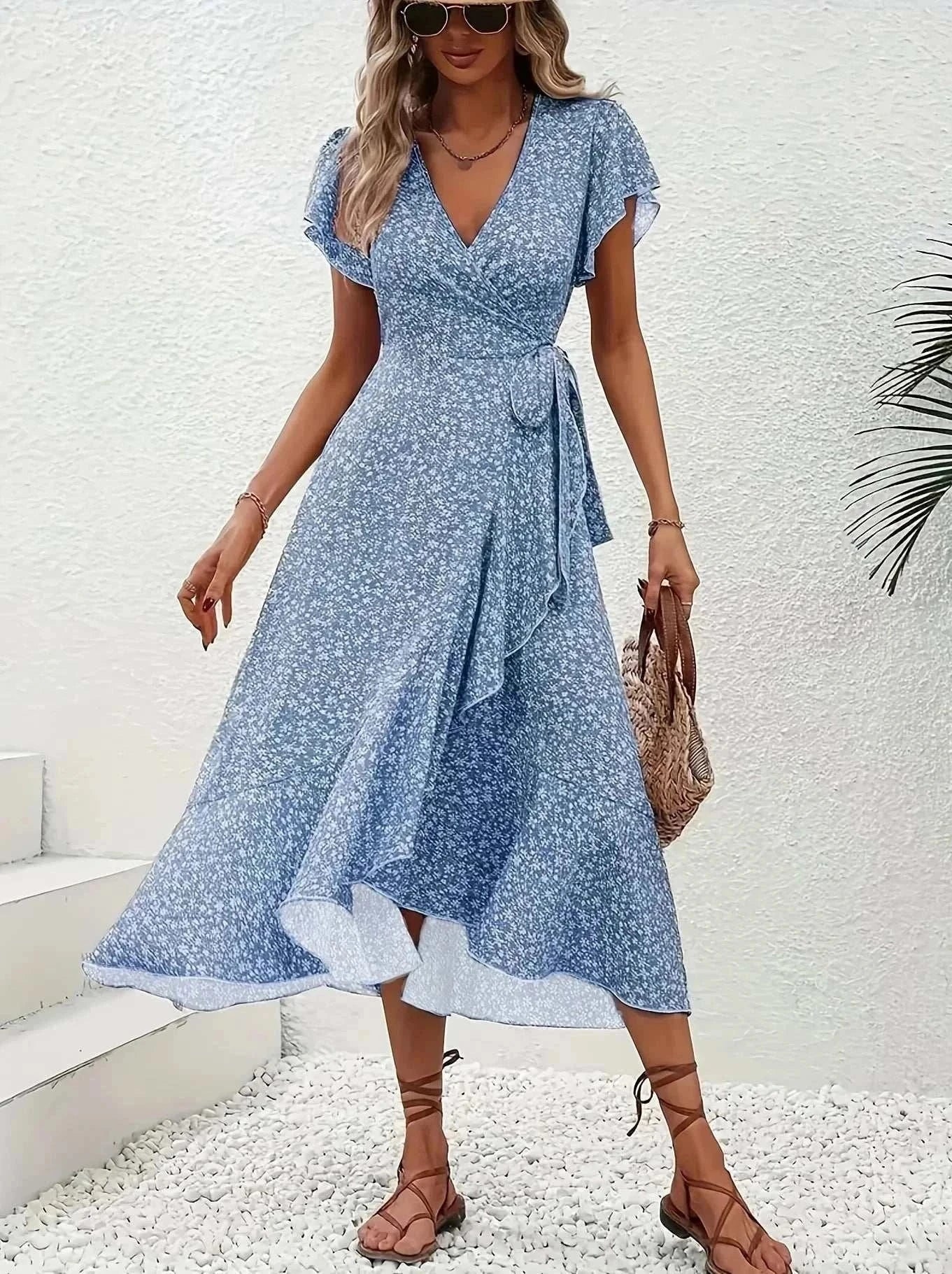 Flowy oversized bohemian maxi dress with woven design for summer beach and vacation wear