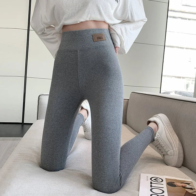 Grey Cotton Bottom Pants Women High Waist Tight Printing - Edsel Rosa LLC