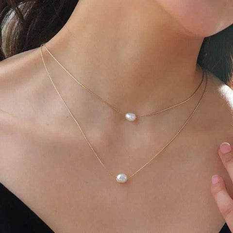 316L Stainless Steel New Fashion Fine Jewelry 2 Layer Natural Freshwater Pearl - Edsel Rosa LLC