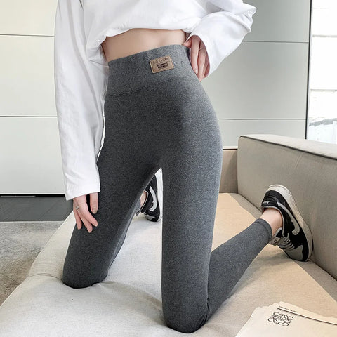 Grey Cotton Bottom Pants Women High Waist Tight Printing - Edsel Rosa LLC