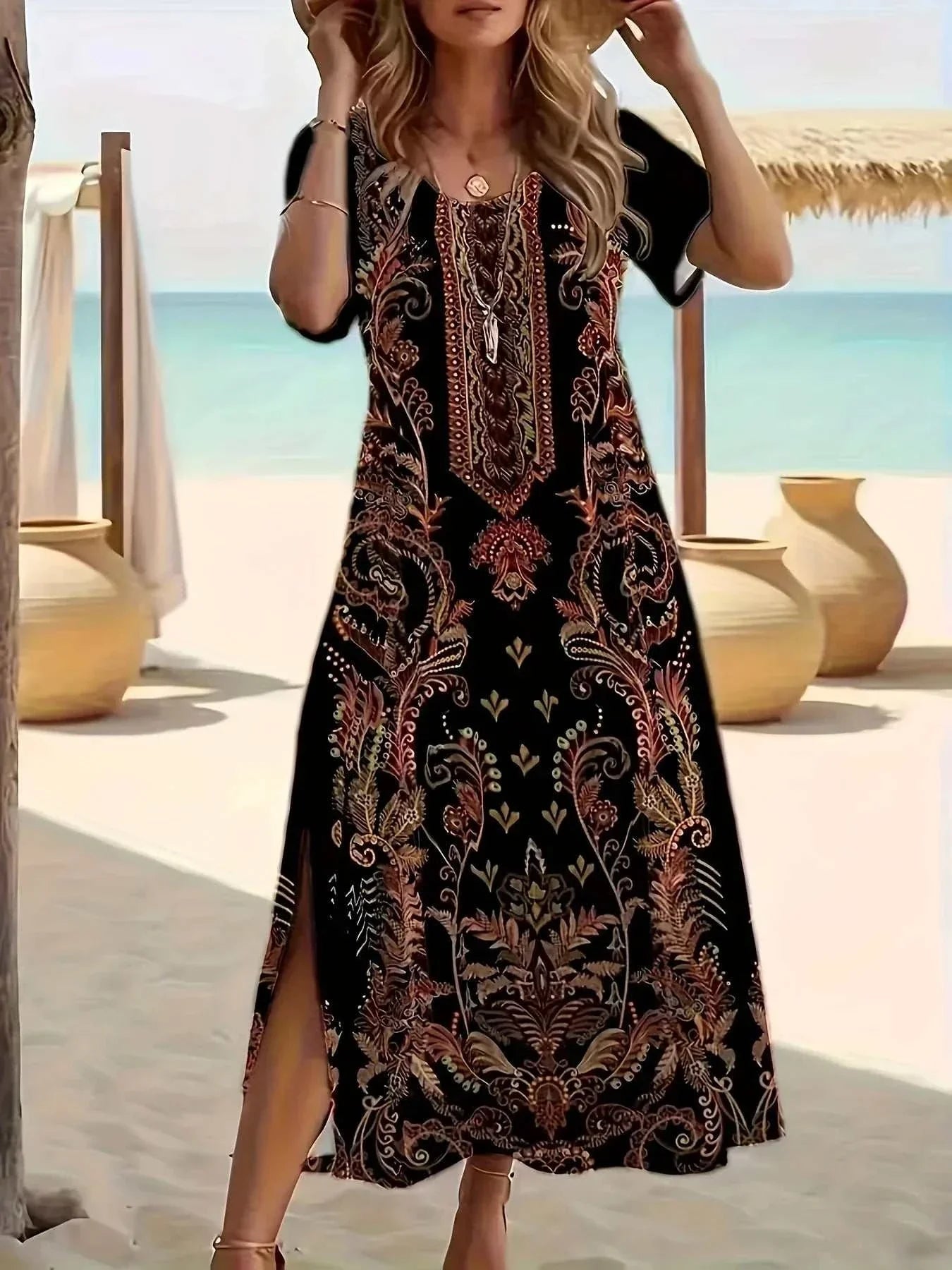 Elegant loose casual dress for women combining comfort and style