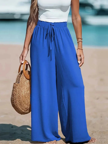 Cross border Women's Four Seasons Wide Leg Loose Drawstring Pants - Edsel Rosa LLC