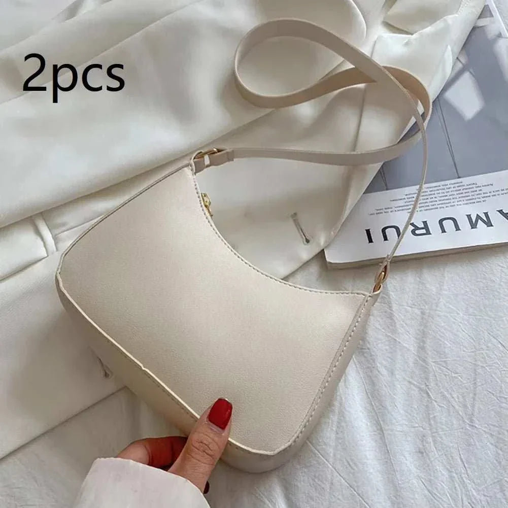 Handbags Retro Solid Color PU Leather Shoulder Underarm Bag - Edsel Rosa LLC