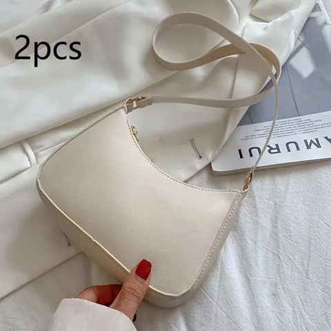 Handbags Retro Solid Color PU Leather Shoulder Underarm Bag - Edsel Rosa LLC