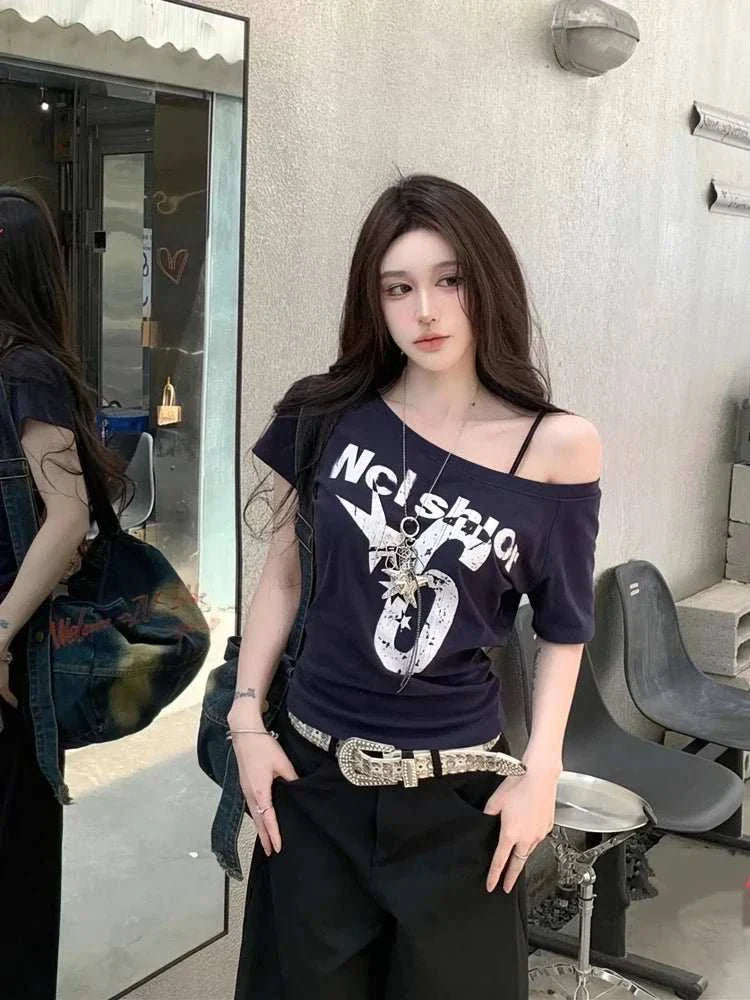 Sport Summer Off shoulder Top Women Sexy Vintage - Edsel Rosa LLC