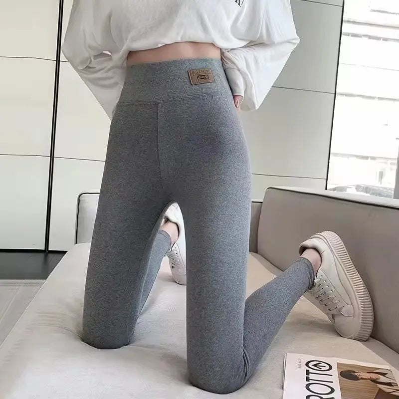 Grey Cotton Bottom Pants Women High Waist Tight Printing - Edsel Rosa LLC