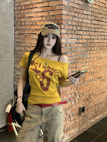 Sport Summer Off shoulder Top Women Sexy Vintage - Edsel Rosa LLC