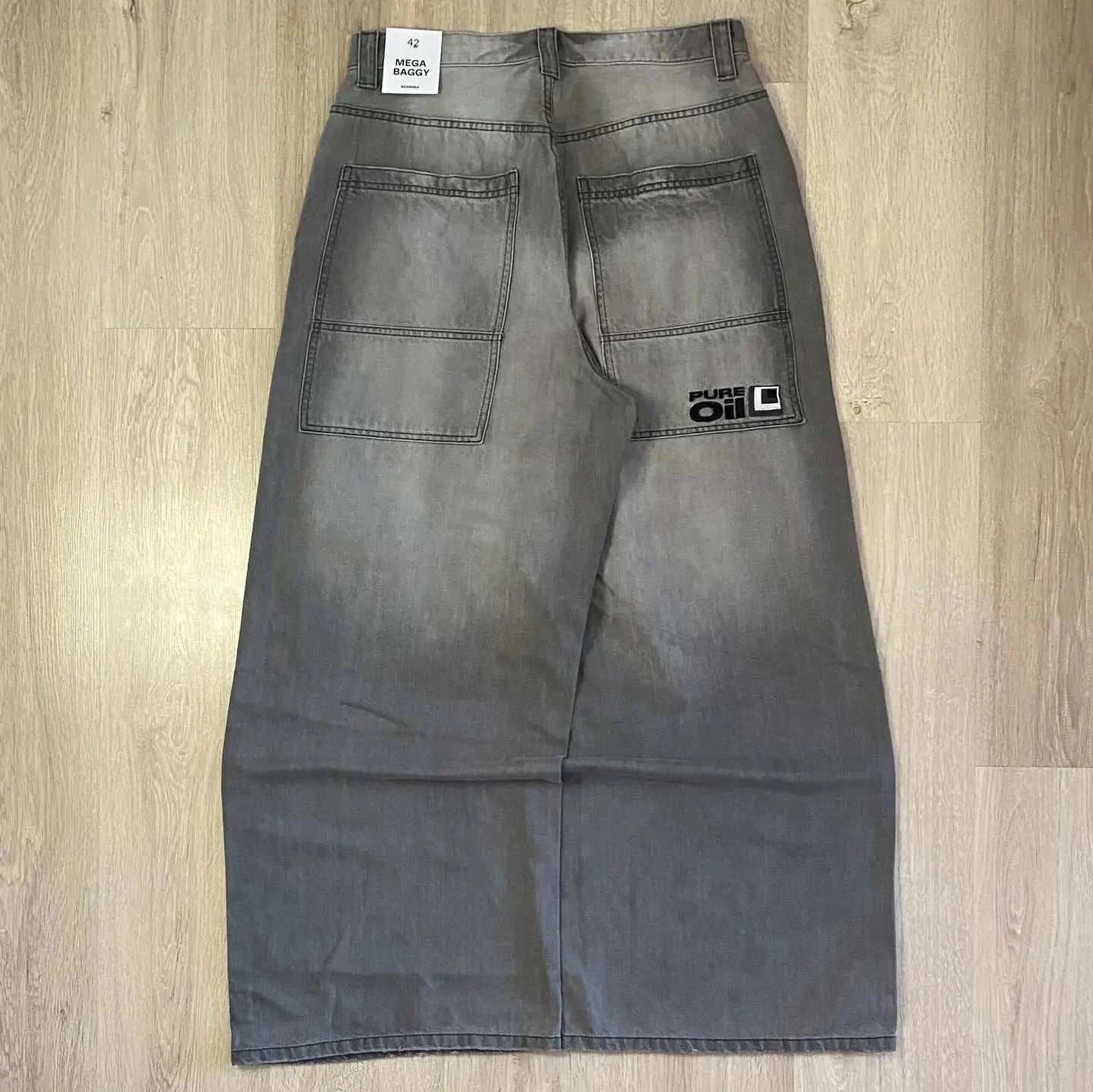 Streetwear Fashion New Multi - pocket Washed Baggy Jeans - Edsel Rosa LLC