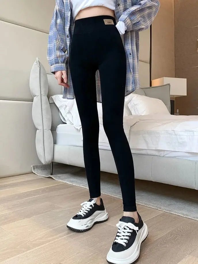 Grey Cotton Bottom Pants Women High Waist Tight Printing - Edsel Rosa LLC