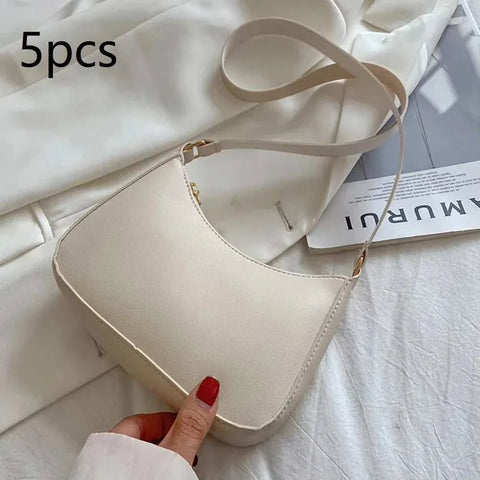 Handbags Retro Solid Color PU Leather Shoulder Underarm Bag - Edsel Rosa LLC