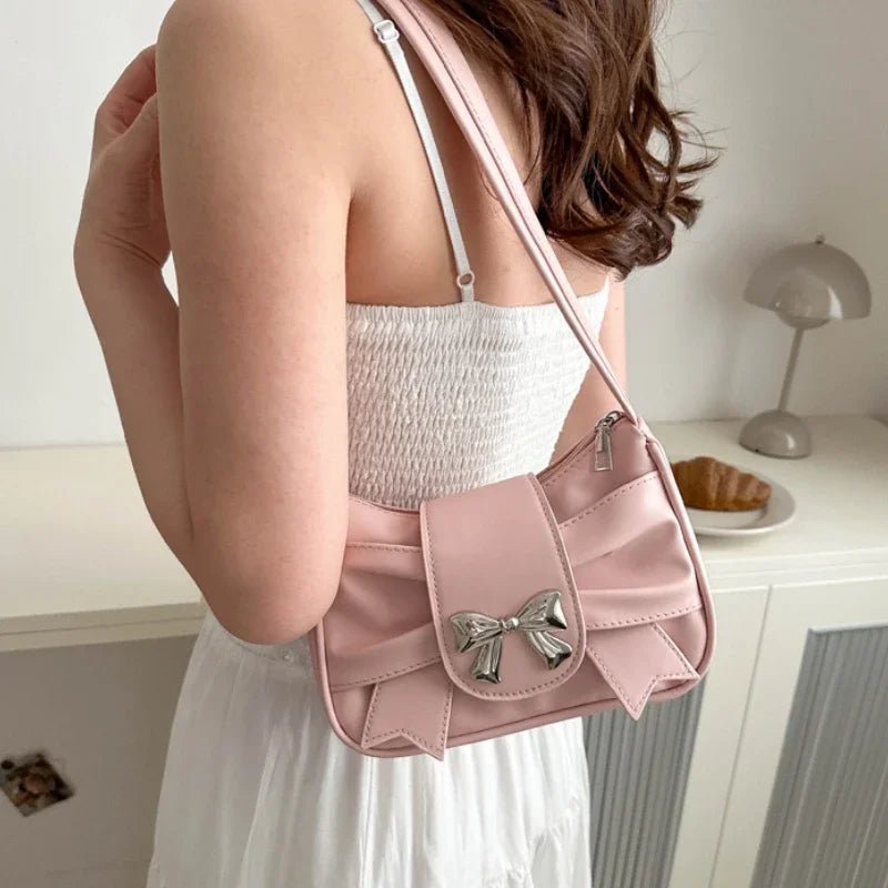 Trendy Bow Shoulder Bag Handbag Casual Underarm Bag - Edsel Rosa LLC